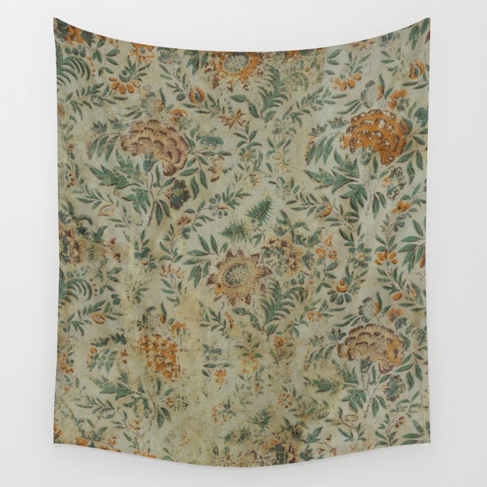Distressed Antique Floral Chintz Pattern Wall Tapestry Gallery Image 1