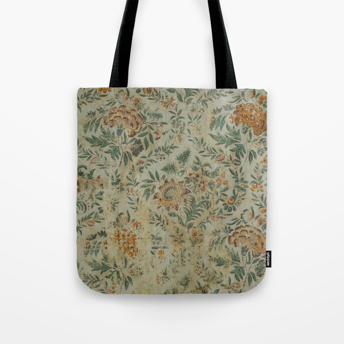 Distressed Antique Floral Chintz Pattern Tote Bag Gallery Image 1