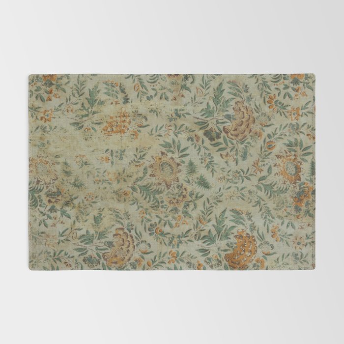 Distressed Antique Floral Chintz Pattern Rug Gallery Image 2