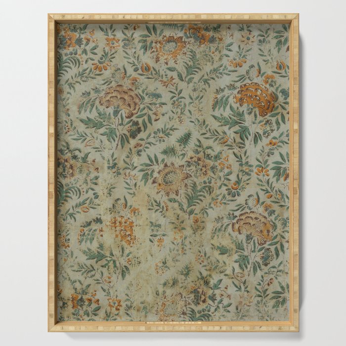 Distressed Antique Floral Chintz Pattern Serving Tray Gallery Image 1