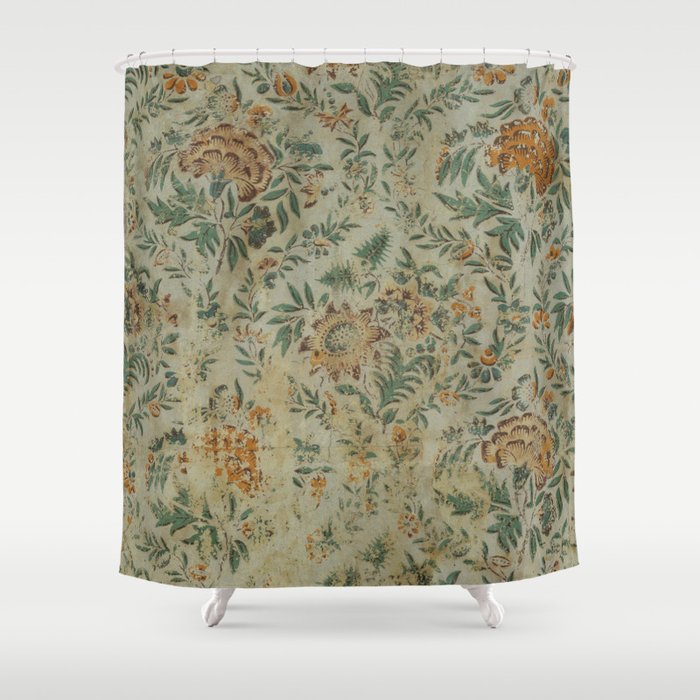 Distressed Antique Floral Chintz Pattern Shower Curtain Gallery Image 1