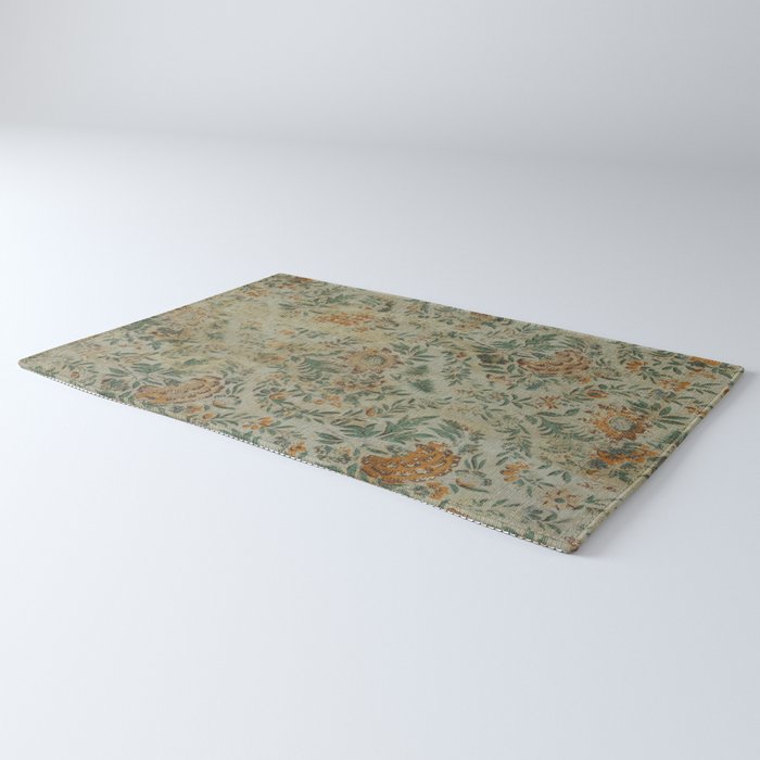 Distressed Antique Floral Chintz Pattern Rug Gallery Image 3