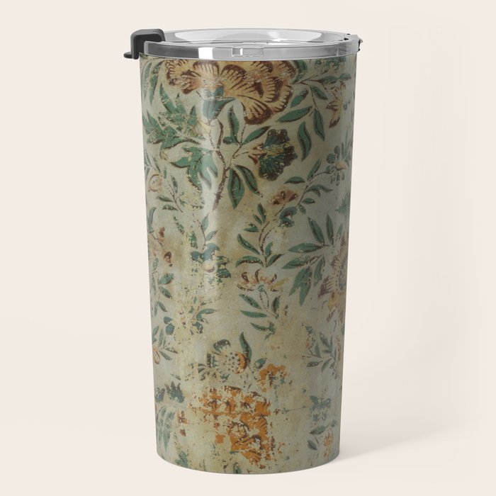 Distressed Antique Floral Chintz Pattern Travel Mug Gallery Image 3