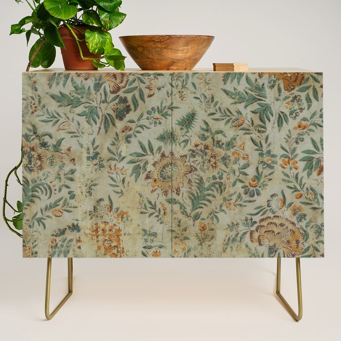 Distressed Antique Floral Chintz Pattern Credenza Gallery Image 1