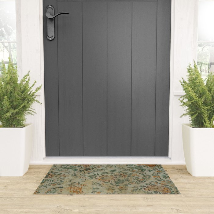 Distressed Antique Floral Chintz Pattern Welcome Mat Gallery Image 3