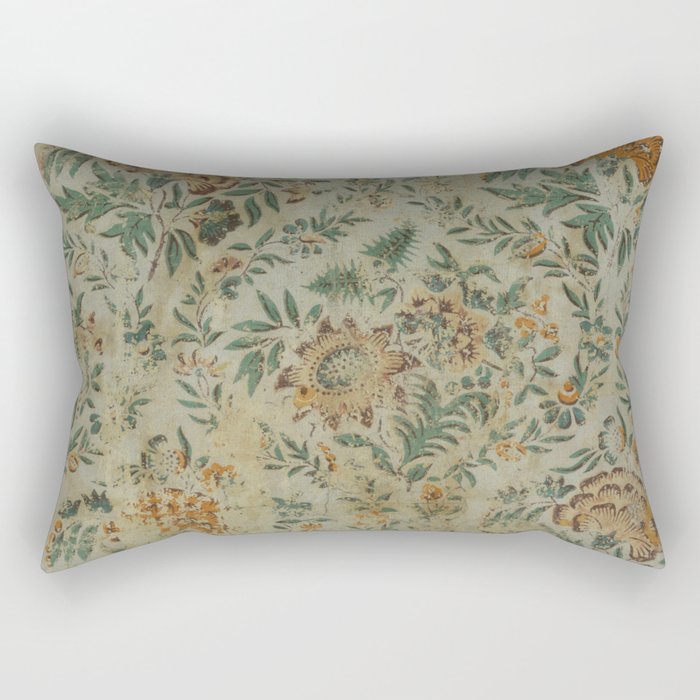 Distressed Antique Floral Chintz Pattern Rectangular Pillow Gallery Image 2