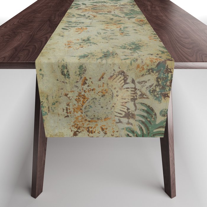 Distressed Antique Floral Chintz Pattern Table Runner Gallery Image 1