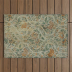 Distressed Antique Floral Chintz Pattern Outdoor Rug Gallery Image 1