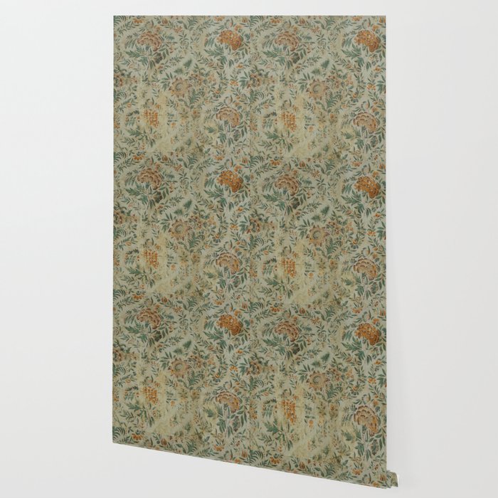 Distressed Antique Floral Chintz Pattern Wallpaper Gallery Image 2