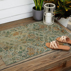 Distressed Antique Floral Chintz Pattern Outdoor Rug Gallery Image 2