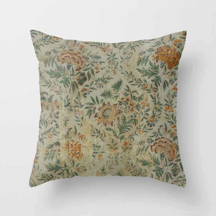 Distressed Antique Floral Chintz Pattern Throw Pillow Gallery Image 6
