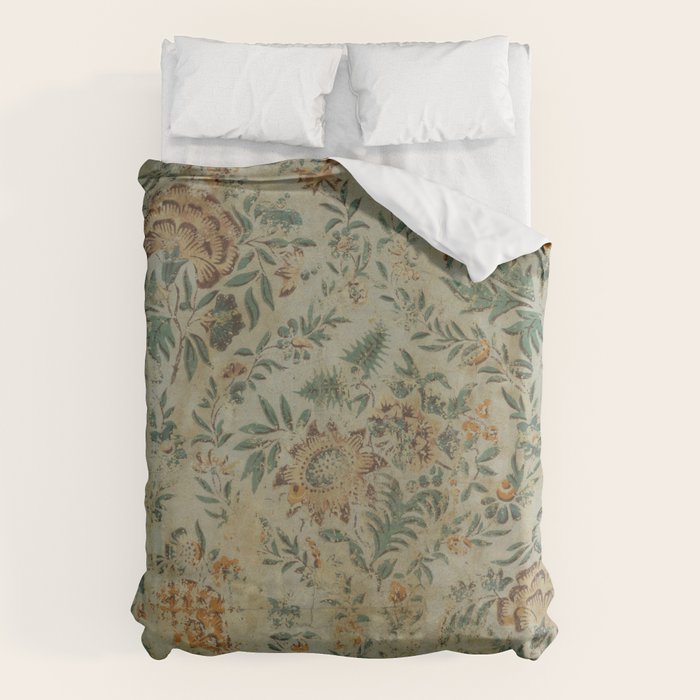 Distressed Antique Floral Chintz Pattern Duvet Cover Gallery Image 6