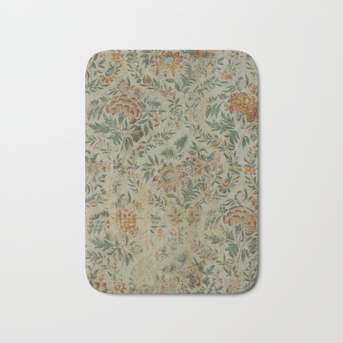 Distressed Antique Floral Chintz Pattern Bath Mat Gallery Image 1