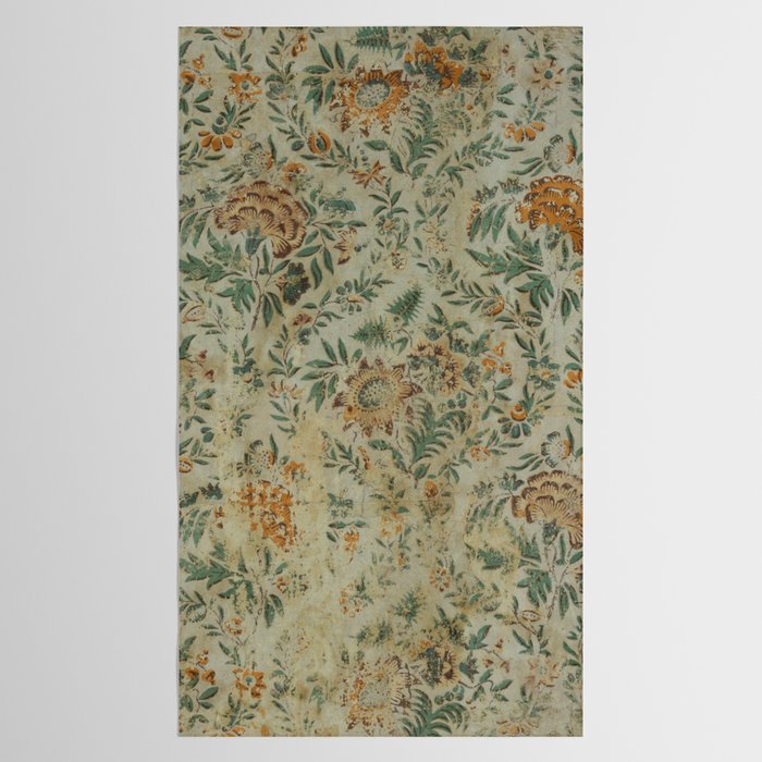 Distressed Antique Floral Chintz Pattern Tablecloth Gallery Image 2