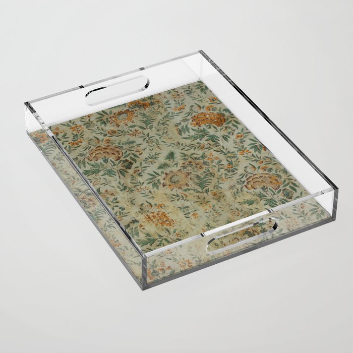 Distressed Antique Floral Chintz Pattern Acrylic Tray Gallery Image 1