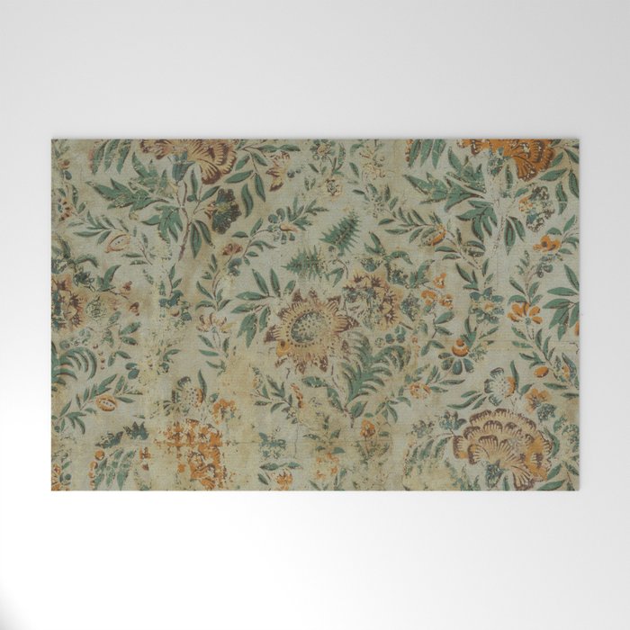 Distressed Antique Floral Chintz Pattern Welcome Mat Gallery Image 1