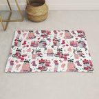 Hygge raccoon // white background Rug Gallery Image 1