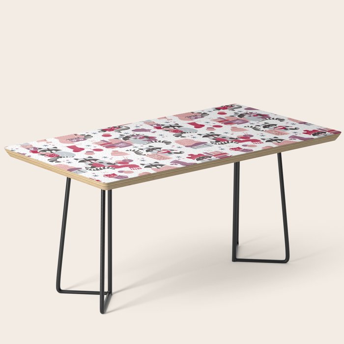 Hygge raccoon // white background Coffee Table Gallery Image 1