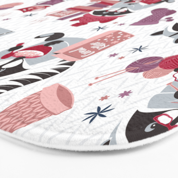 Hygge raccoon // white background Bath Mat Gallery Image 3