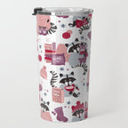 Hygge raccoon // white background Travel Mug Gallery Image 3
