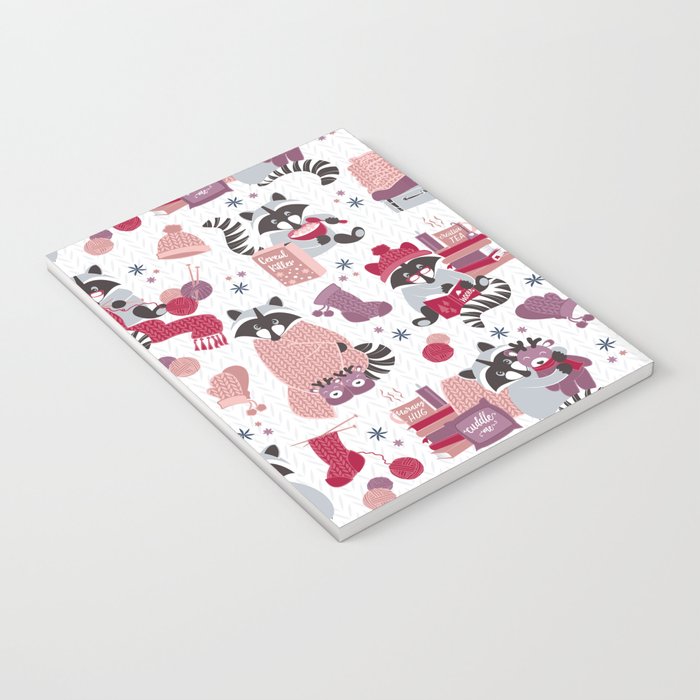 Hygge raccoon // white background Notebook Gallery Image 3