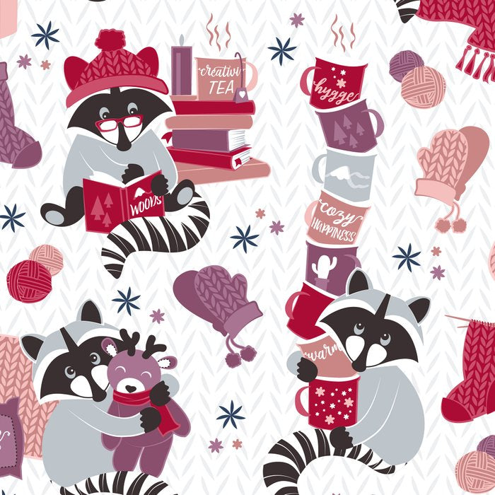 Hygge raccoon // white background Coffee Mug Gallery Image 2