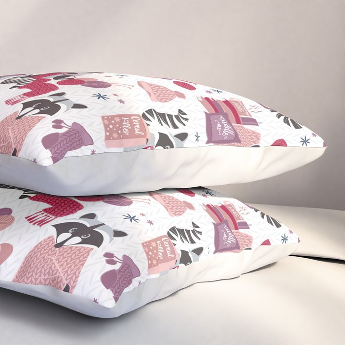 Hygge raccoon // white background Pillow Sham Gallery Image 3