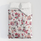 Hygge raccoon // white background Duvet Cover Gallery Image 6
