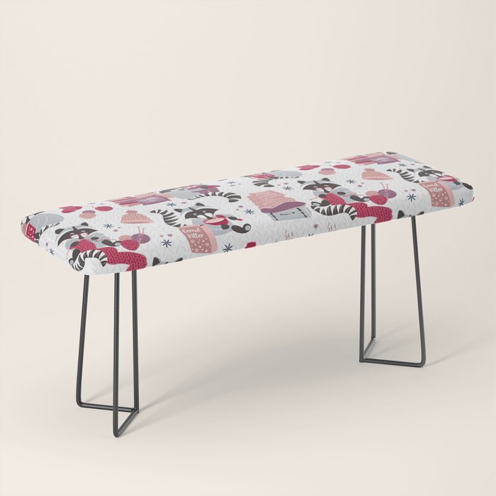 Hygge raccoon // white background Bench Gallery Image 1