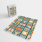Vintage christmas postage stamp pattern Jigsaw Puzzle Gallery Image 2