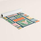 Vintage christmas postage stamp pattern Yoga Mat Gallery Image 2
