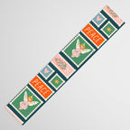 Vintage christmas postage stamp pattern Table Runner Gallery Image 3