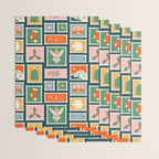 Vintage christmas postage stamp pattern Wrapping Paper Gallery Image 3
