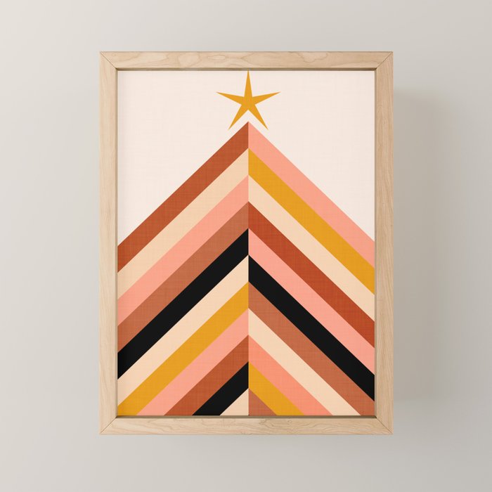 Chevron Christmas tree - neutrals Mini Art Print Gallery Image 1