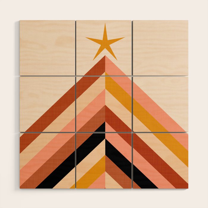 Chevron Christmas tree - neutrals Wood Wall Art Gallery Image 1