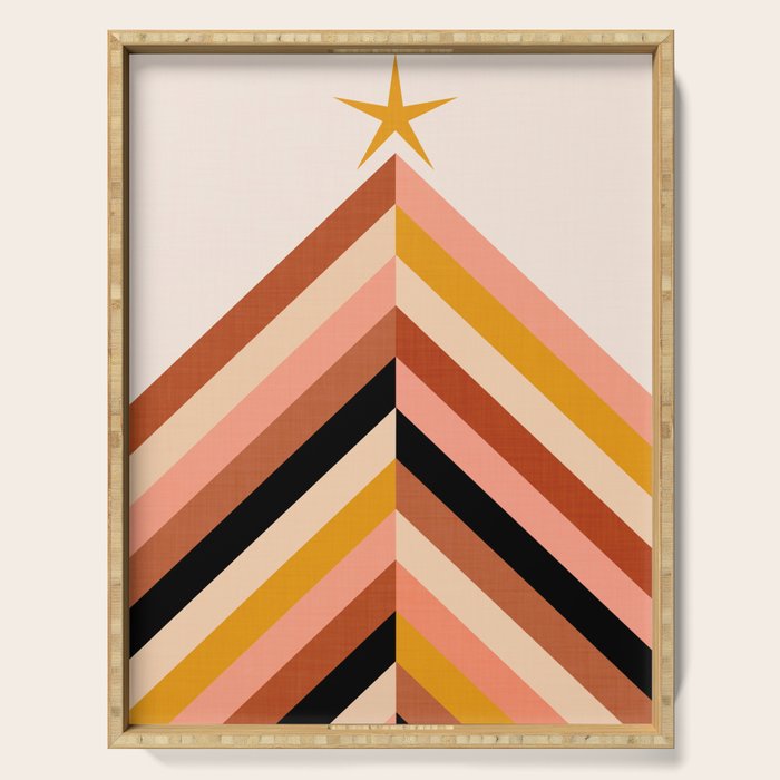 Chevron Christmas tree - neutrals Serving Tray Gallery Image 1