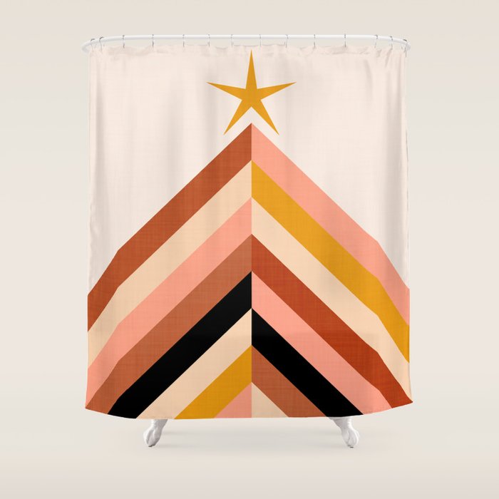 Chevron Christmas tree - neutrals Shower Curtain Gallery Image 1