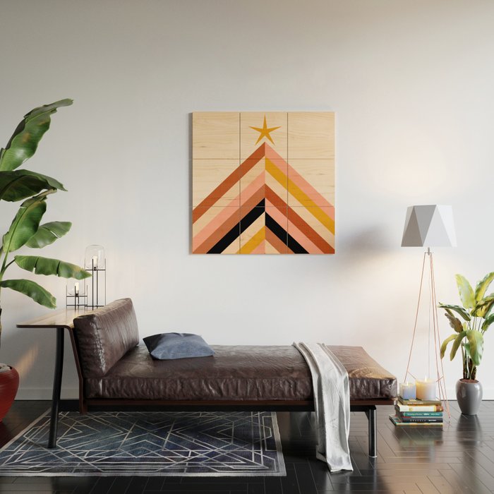 Chevron Christmas tree - neutrals Wood Wall Art Gallery Image 2