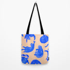Sleepy Cozy Kitty Cats in Blue & Pink Tote Bag Gallery Image 2