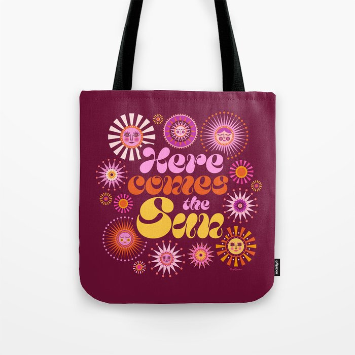 Here Comes the Sun - Pink and Magenta Tote Bag Gallery Image 1