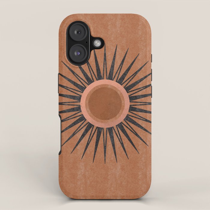 Terracotta Mid Century Sunburst iPhone Case Gallery Image 1