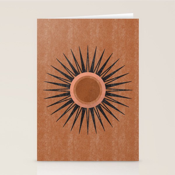Terracotta Mid Century Sunburst Stationery Card Gallery Image 2