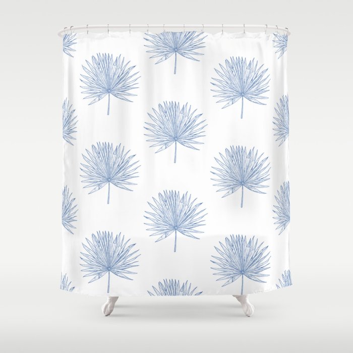 Palmetto Print - Blue Shower Curtain Gallery Image 1