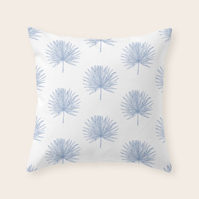Palmetto Print - Blue Throw Pillow Gallery Image 6