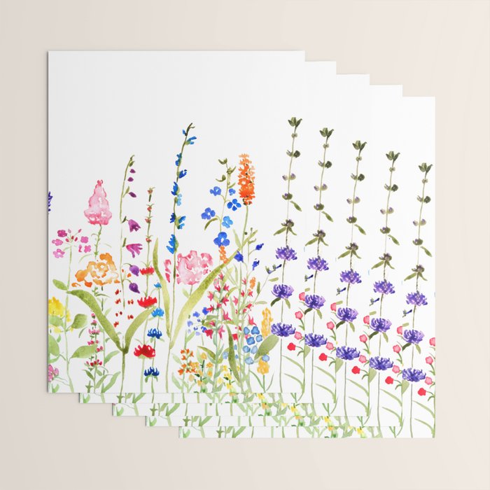 colorful wildflower fields watercolor Wrapping Paper Gallery Image 3