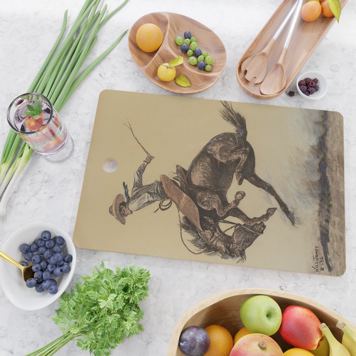 Bucking Horse Western Art by Will James Cutting Board Gallery Image 2
