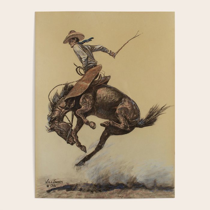 Bucking Horse Western Art by Will James Poster Gallery Image 1
