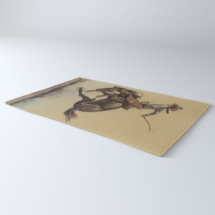 Bucking Horse Western Art by Will James Rug Gallery Image 3