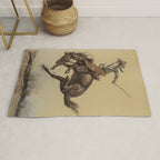 Bucking Horse Western Art by Will James Rug Gallery Image 1