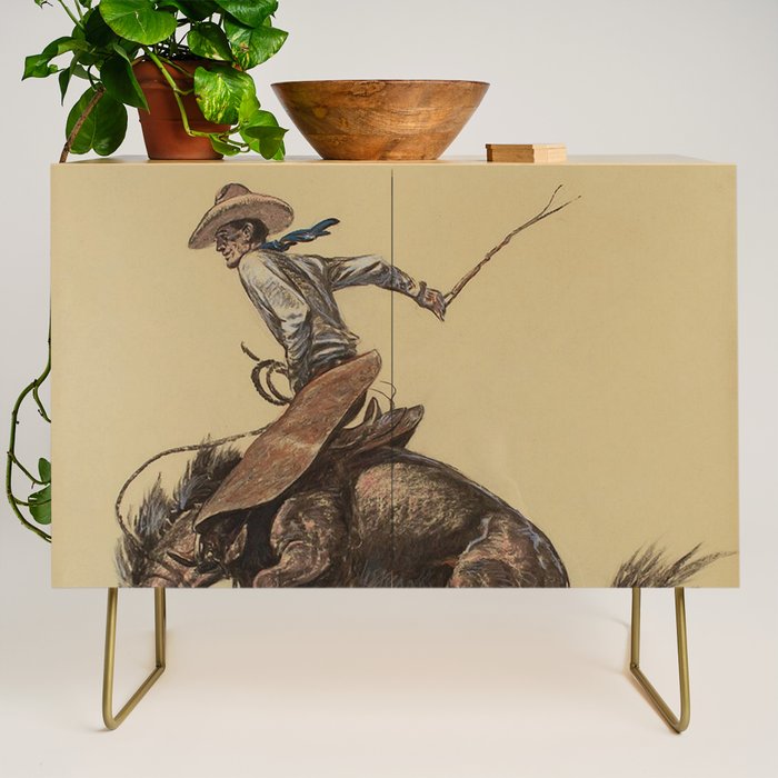 Bucking Horse Western Art by Will James Credenza Gallery Image 1